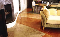 Stained concrete floor in a living room